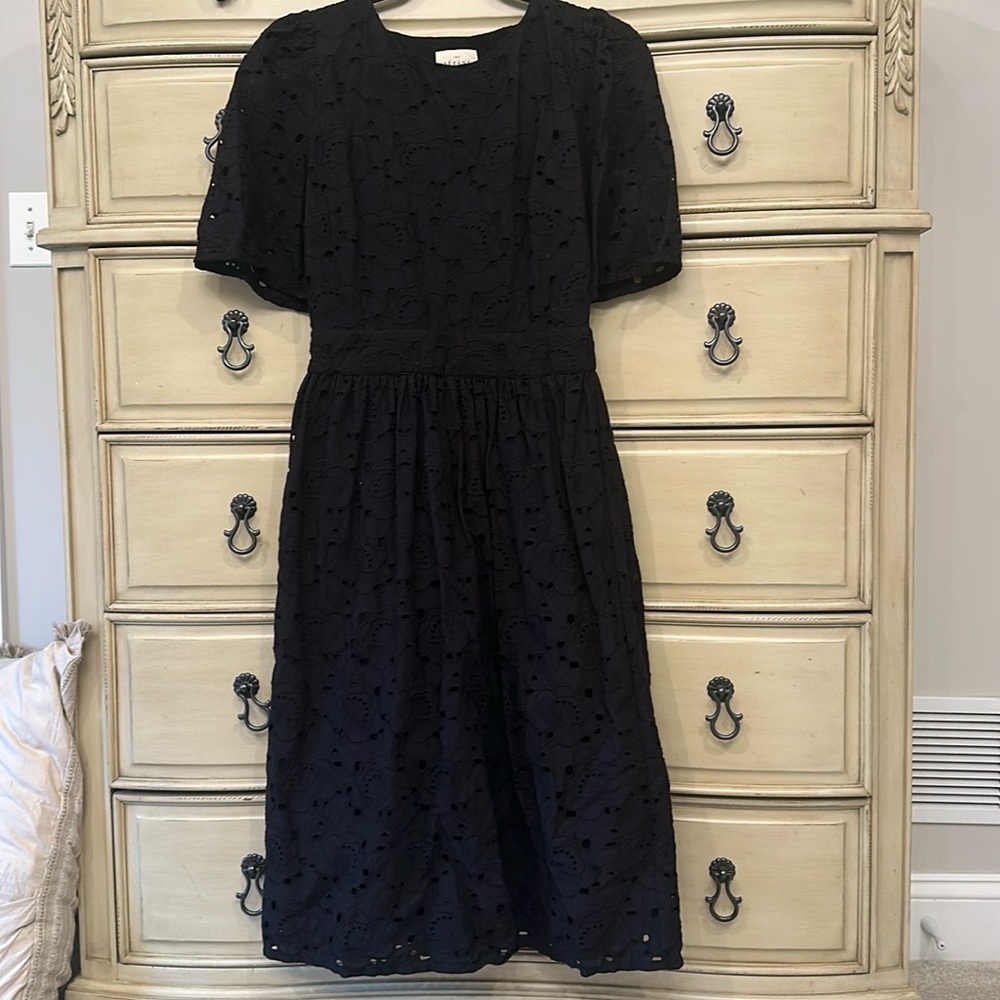 Sezane black lace midi dress size 4